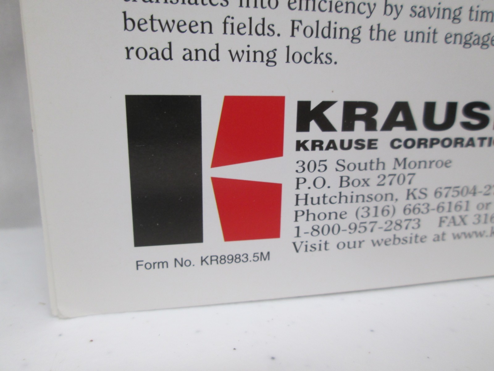 Krause Folding Grain Drills 5400 Series 3 Section 25 30 36 Ft Brochure