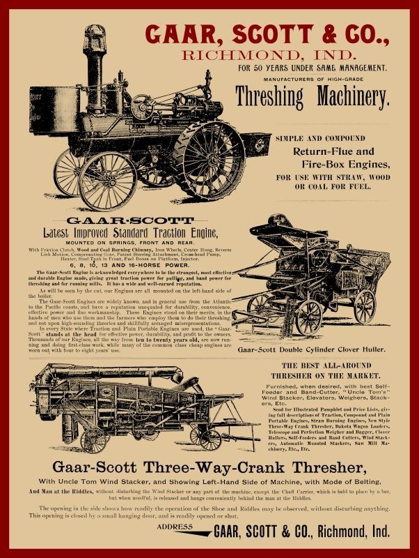 1898 Gaar Scott Traction Engine Thresher Richmond Indiana NEW METAL SIGN: 12×16&Prime;