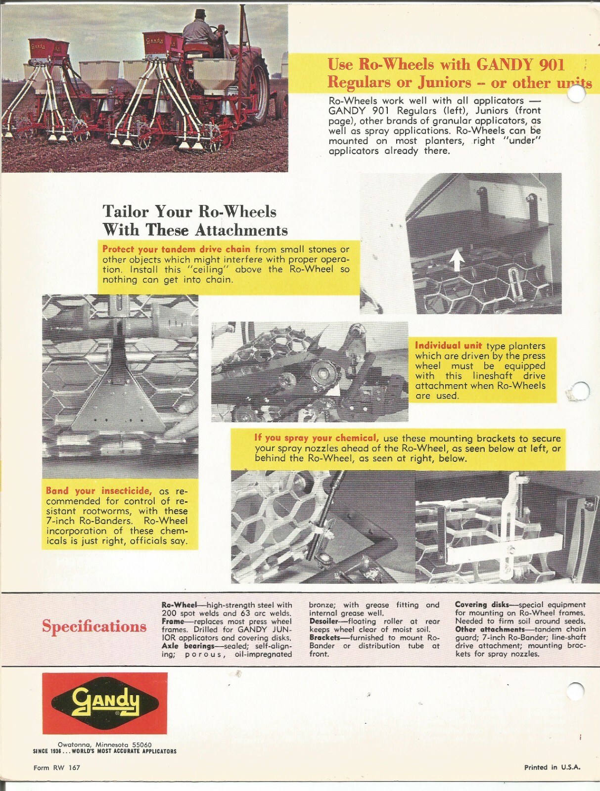 Original OE OEM Gandy Ro-Wheels Dealer Sales Brochure Form Number RW167