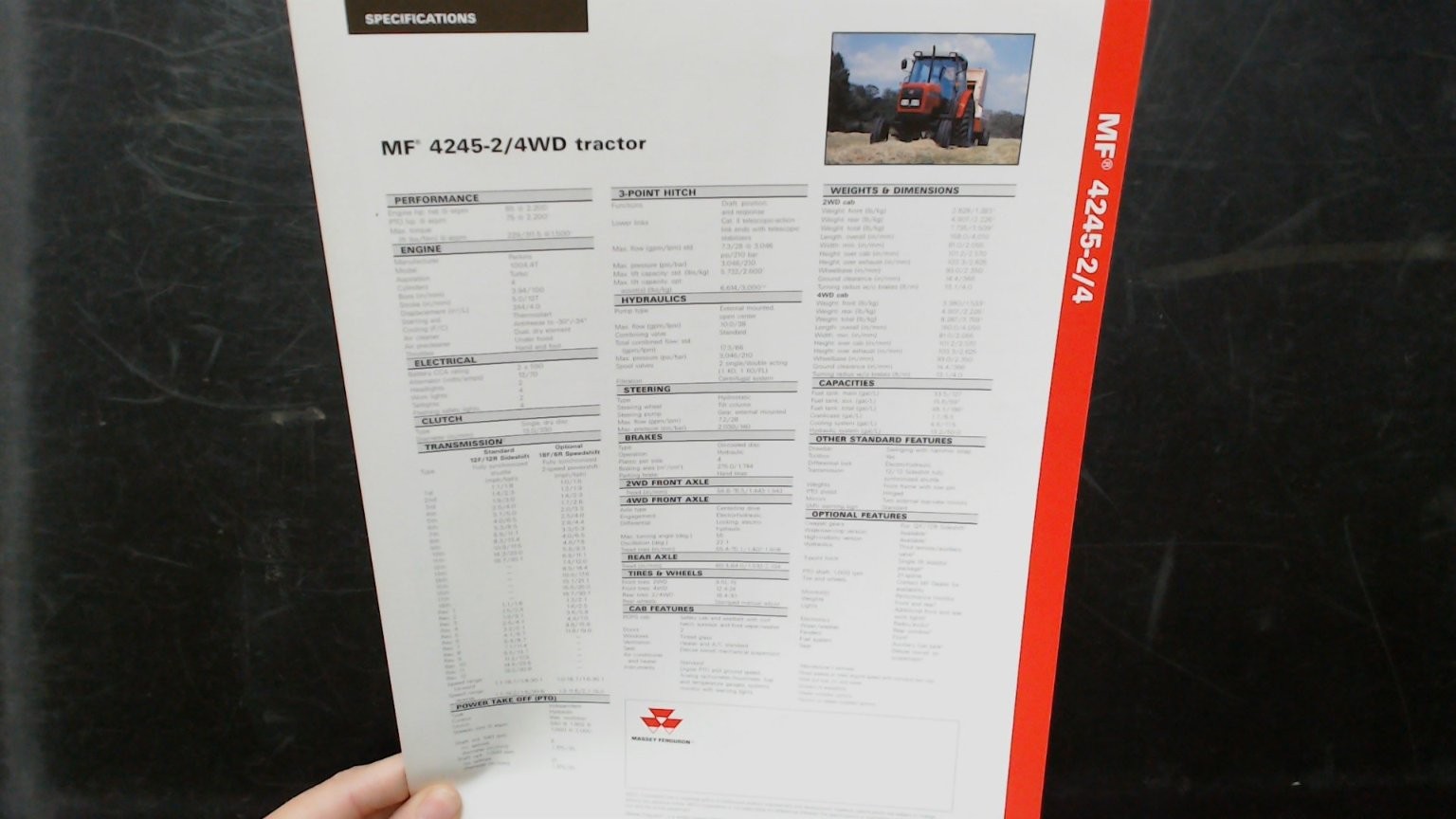 Massey Ferguson MF 4245-2/4WD Tractor Vintage Brochure Red White
