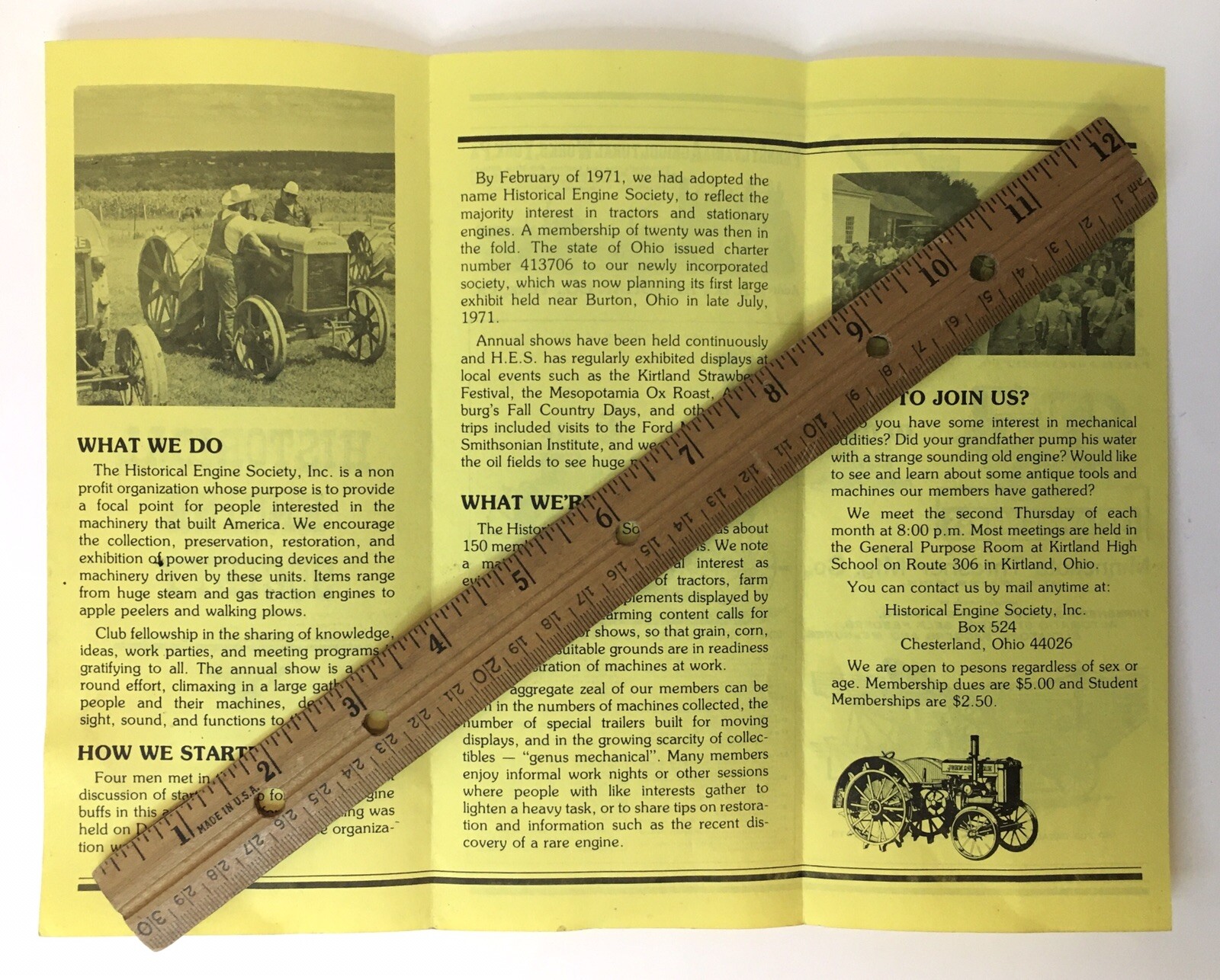 The Historical Engine Society Club Pamphlet Brochure Ohio Tractors Agriculture