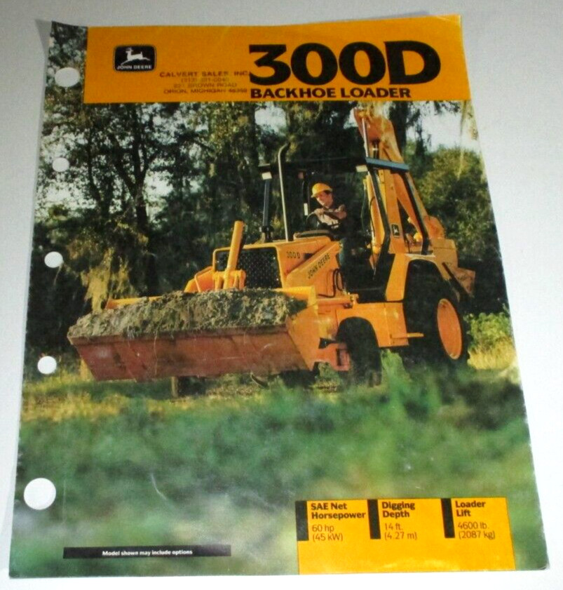 John Deere JD 300D Tractor Loader Backhoe Sales Brochure Literature ORIGINAL!