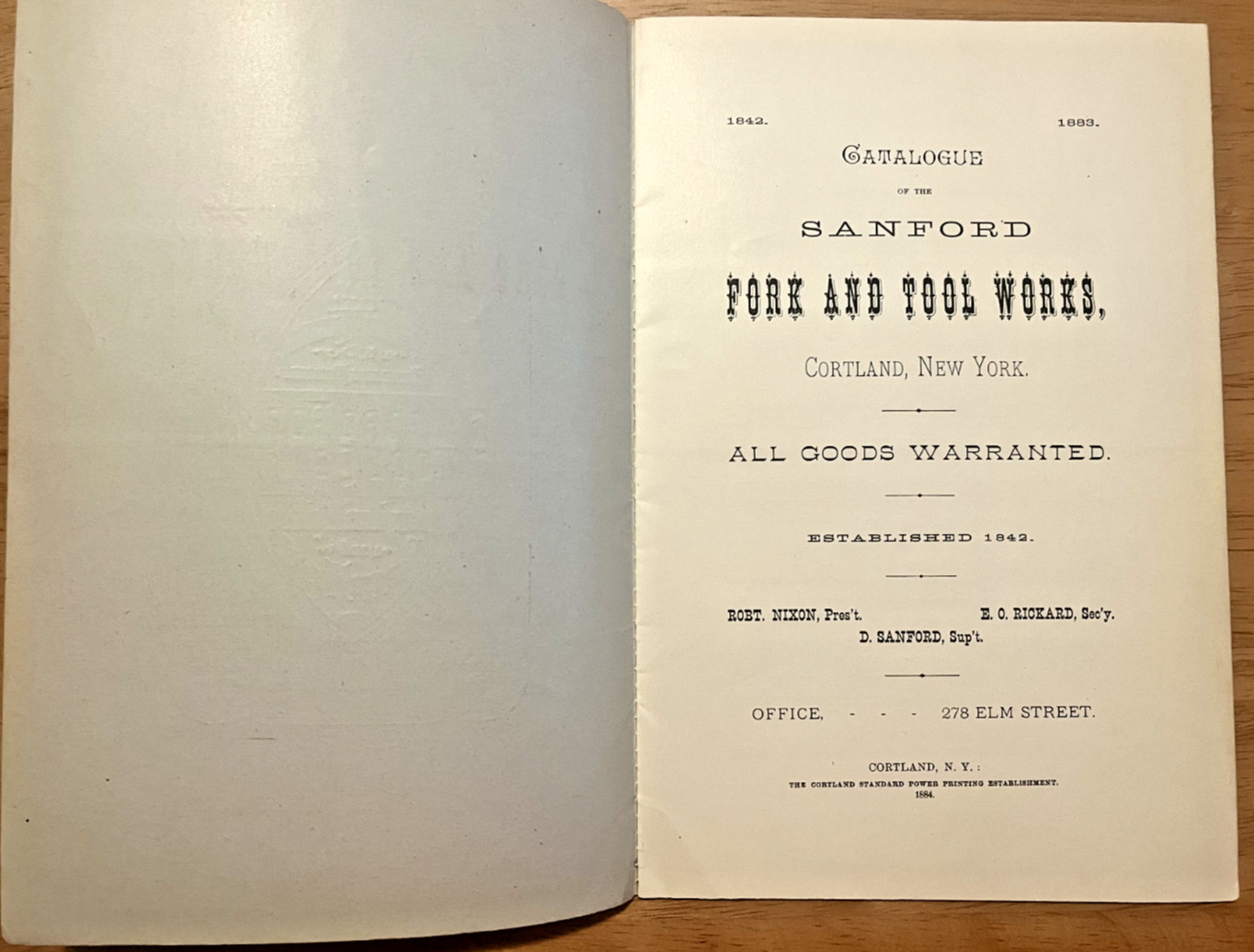 Sanford Fork & Tool Co. 1883 catalog Cortland New York forks rakes & potato hook