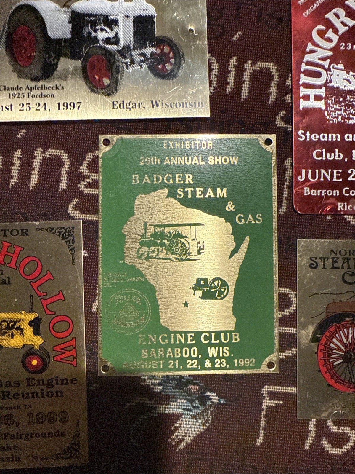 Lot Of 5 Wisconsin Steam Engine Hit & Miss Antique Tractor Show Exhibitor Plaque
