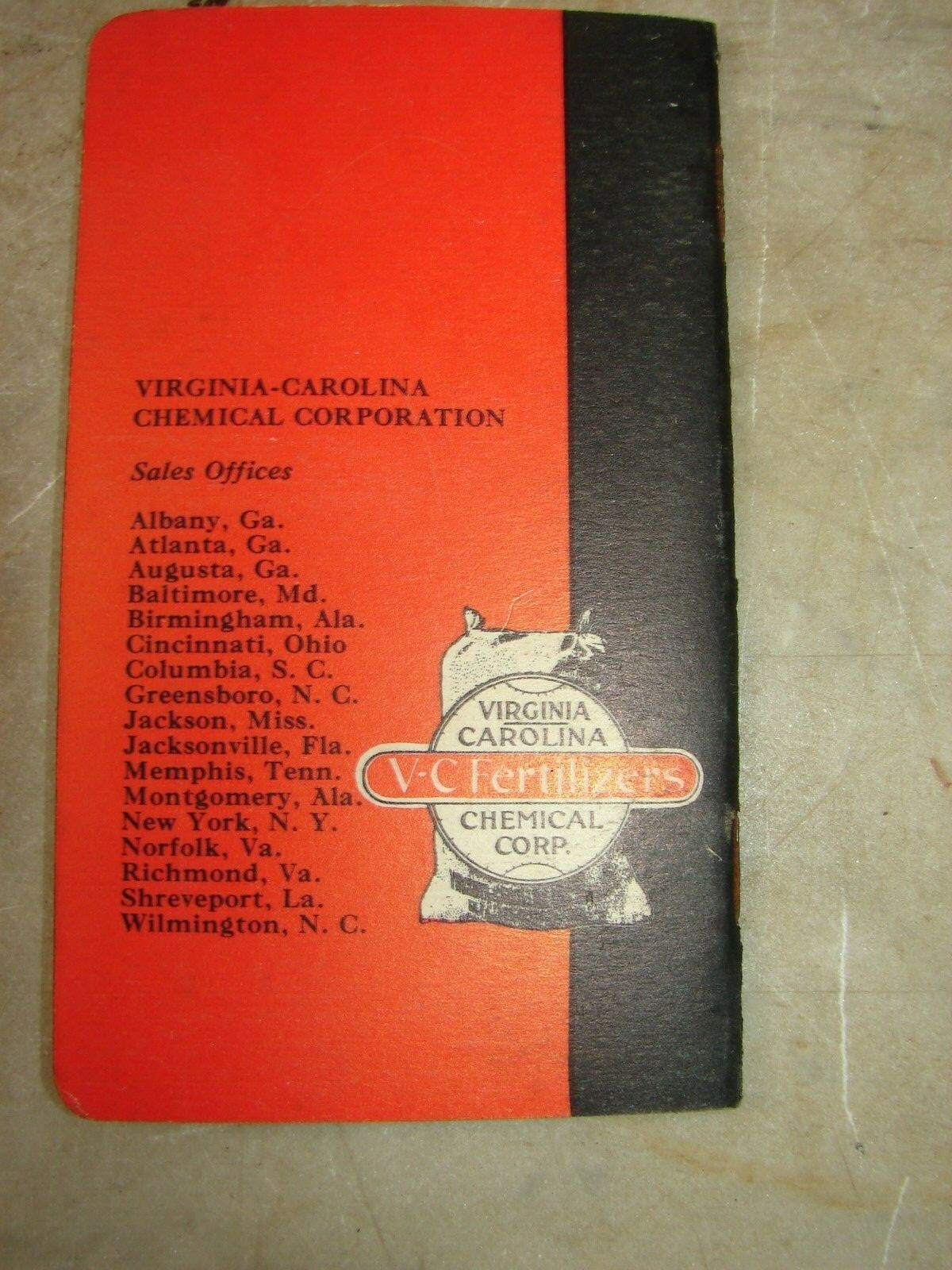 1931 VC Fertilizers Pocket Note Booklet w/ Advertising UNUSED Virginia-Carolina