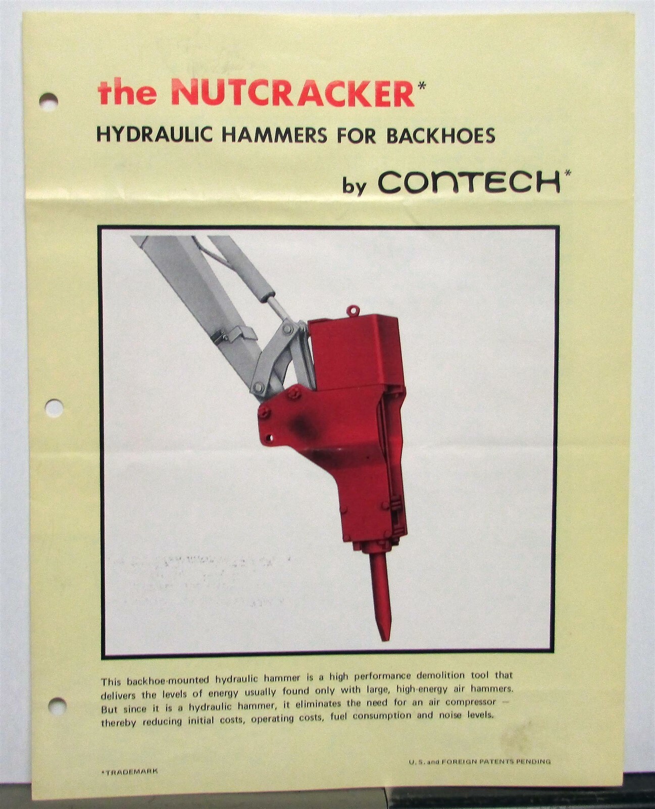 1960s Contech Nutcracker Hydraulic Hammer Specs Construction Sales Brochure