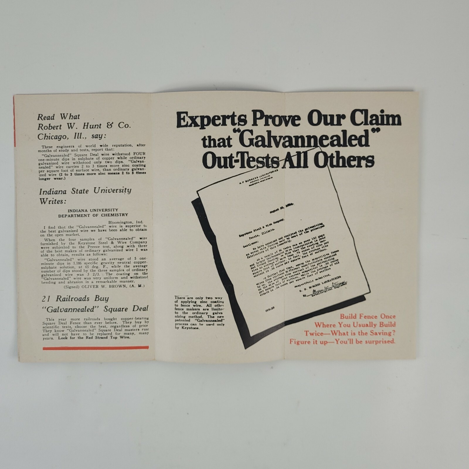 c.1920 Square Deal Fence Red Strand Advertising Fold Out Brochure Zielinski VTG