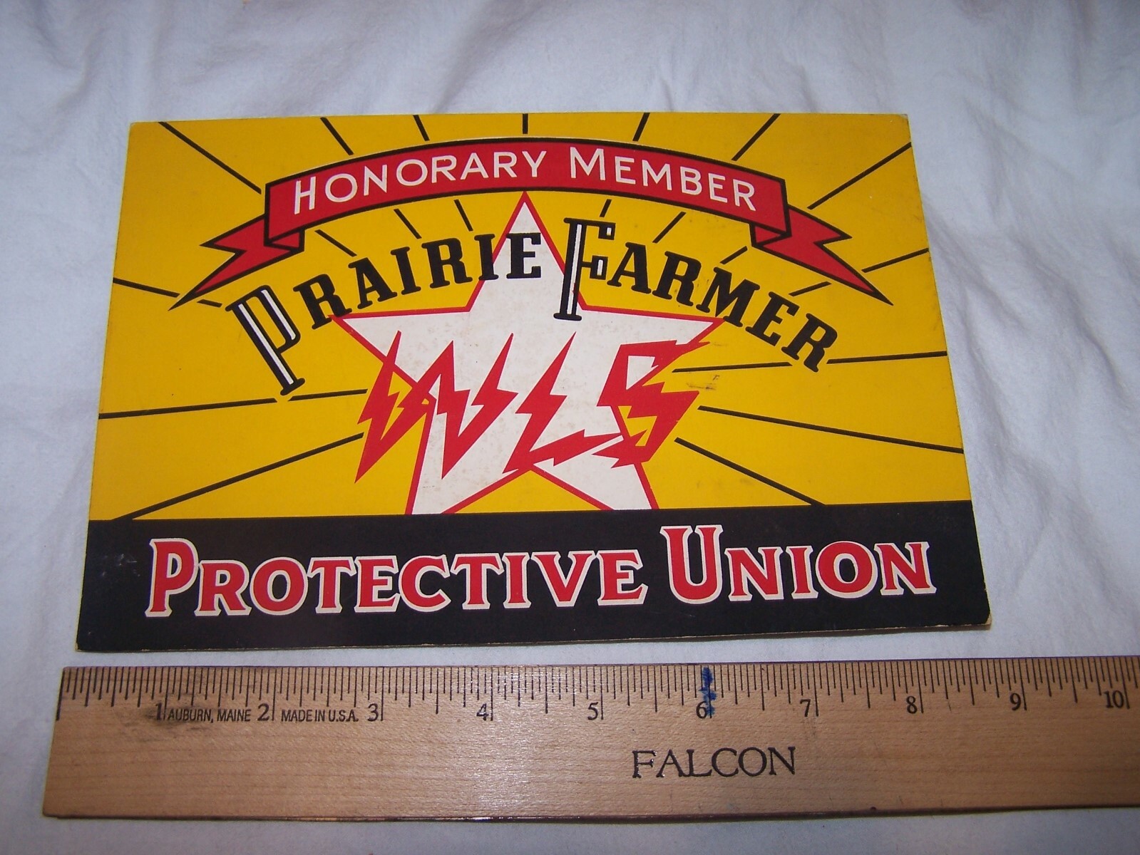 Vintage Honorary Member PRAIRIE FARMER WLS Protective Union Sticker Sign