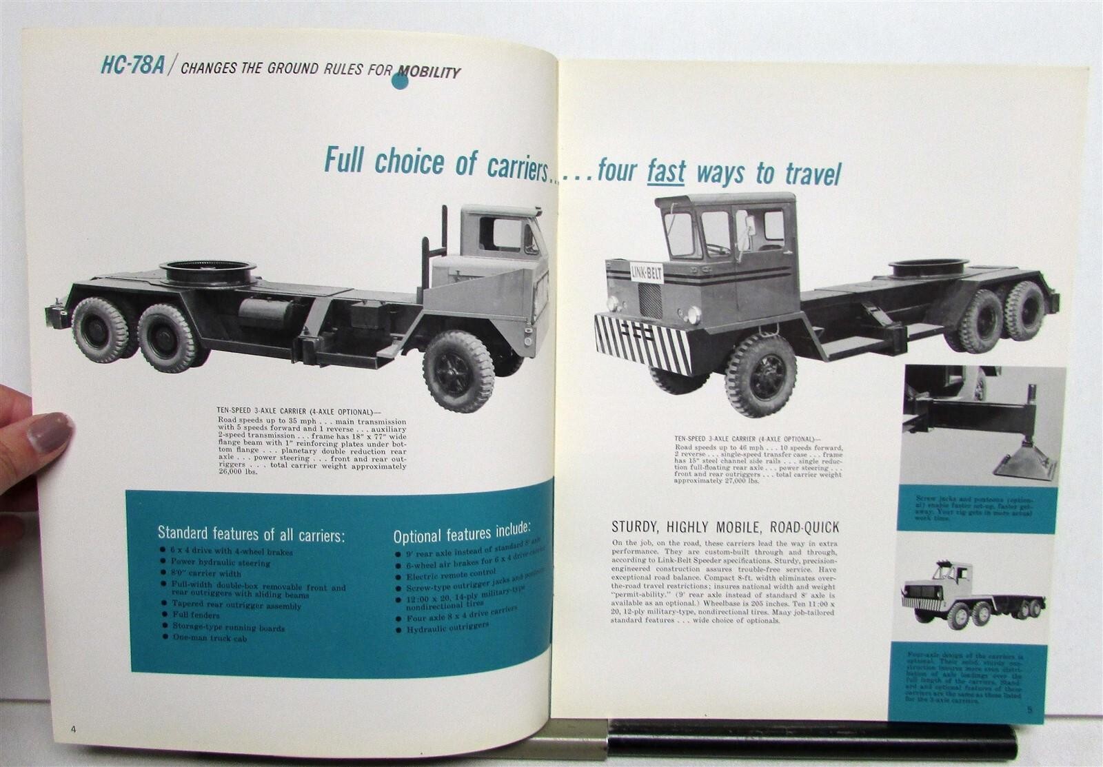 1960 Link Belt Speeder HC78A Lifting Crane Specs Construction Sales Brochure
