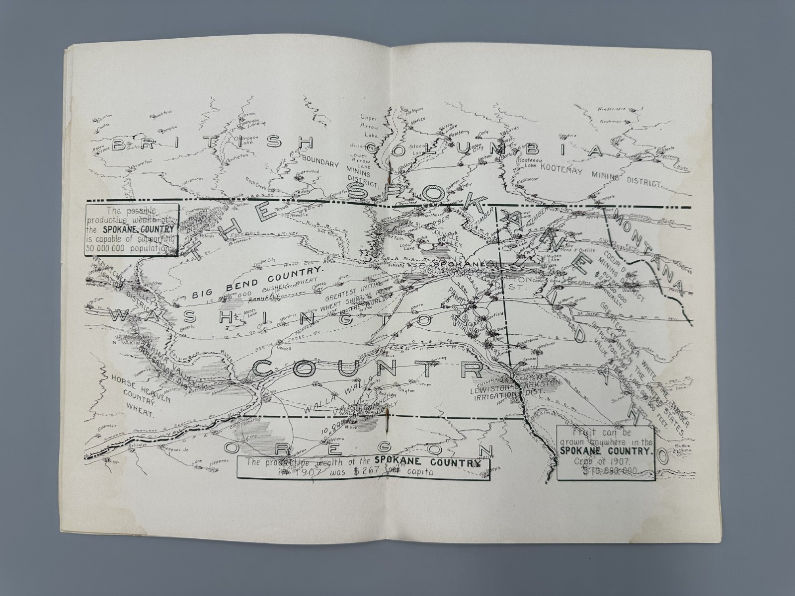 1908 SPOKANE COUNTRY Farming APPLE ORCHARD Fruit HOLT STEAM ENGINE Chamber MAP