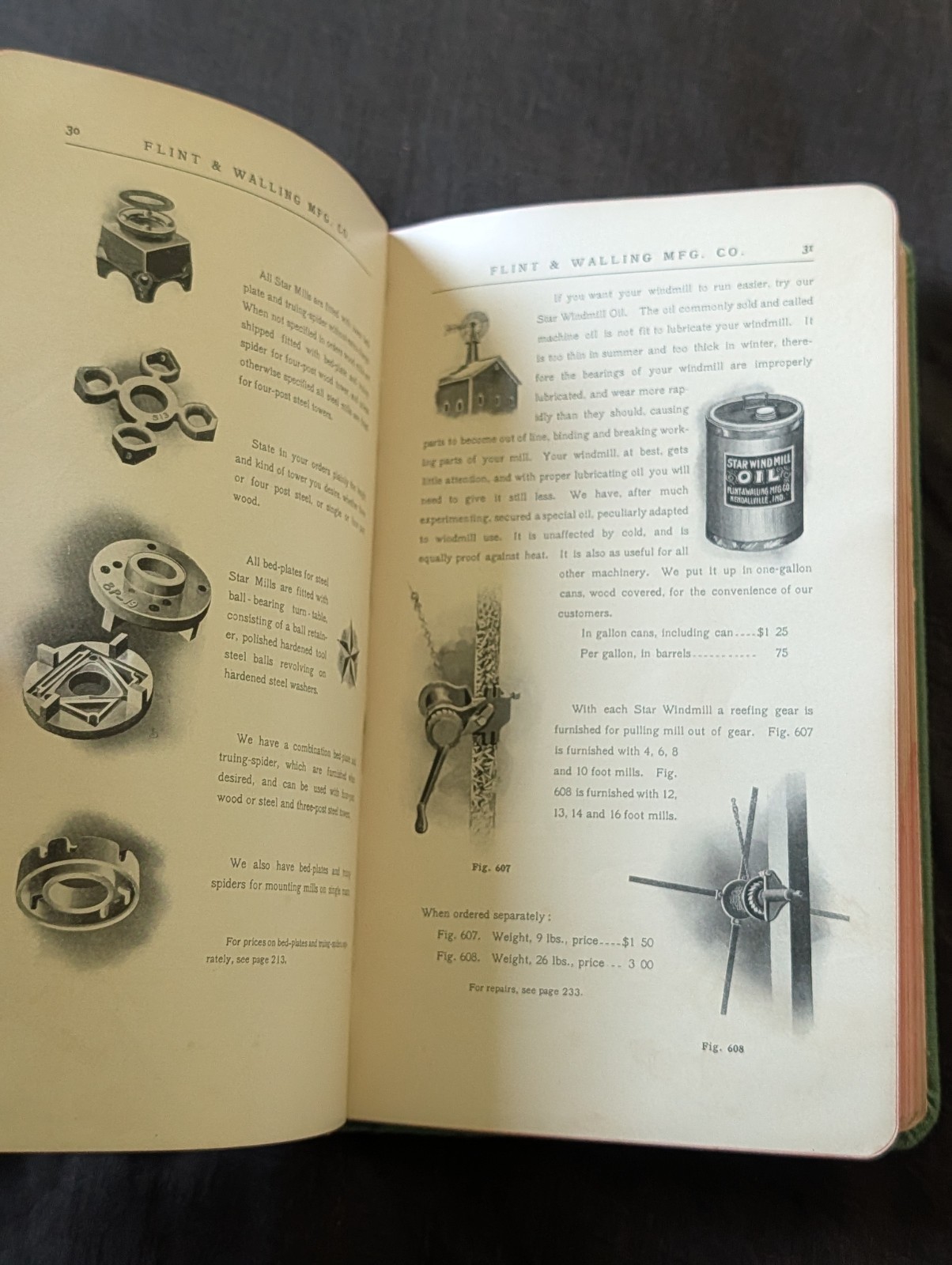 1901 Flint and walling Star windmill hardbound catalog. Windmills, Sawmill, ect.