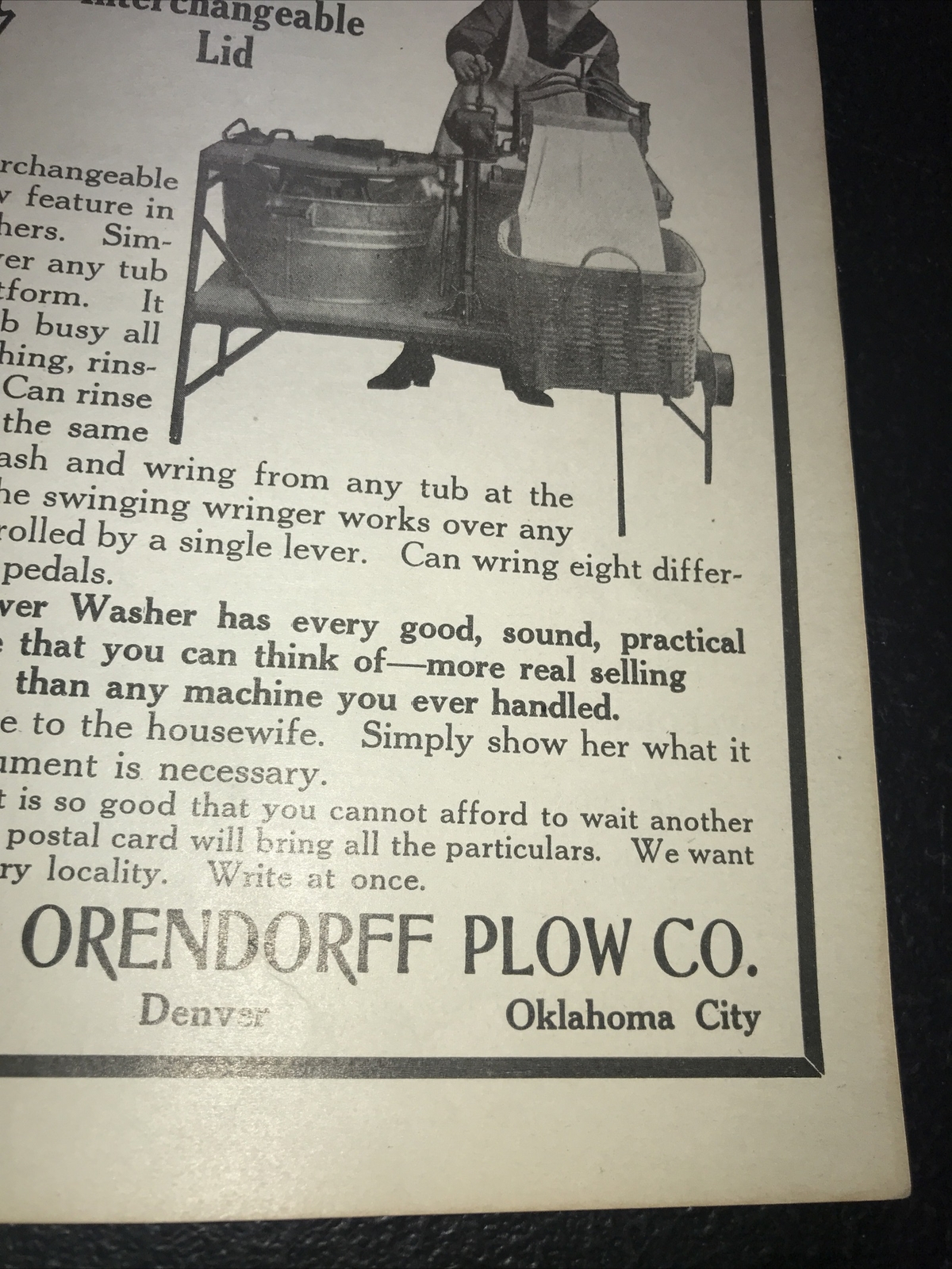 1916 P&O Parlin & Orendorff Plow Co. Wringer Washer Farm Advertising