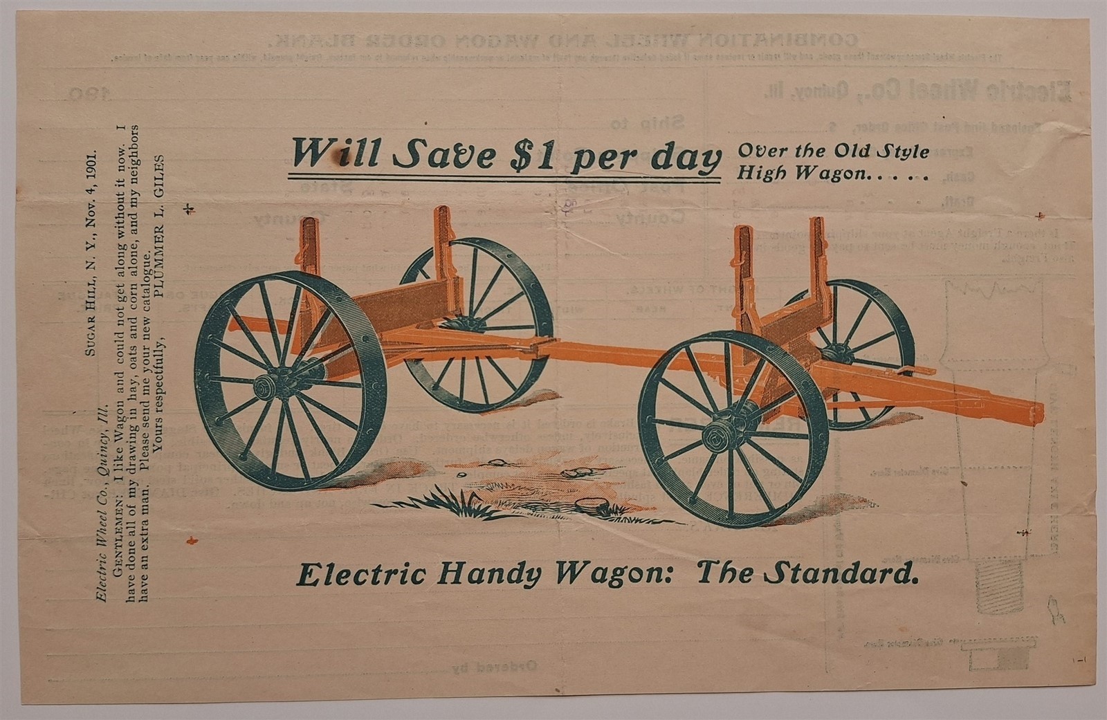 Antique Electric Wheel Co Wrought Iron Wagon Wheels 1901 Quincy IL Advertisement