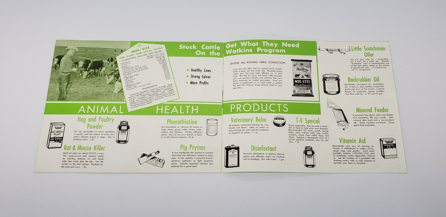 1960s Watkins Products Vintage Brochure -Farm Animal Health – Winona Minnesota