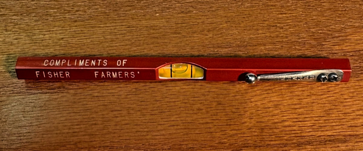 Vintage Stevens Level,5.25&Prime;, Fisher Farmers Grain & Coal,Adv.Excellent