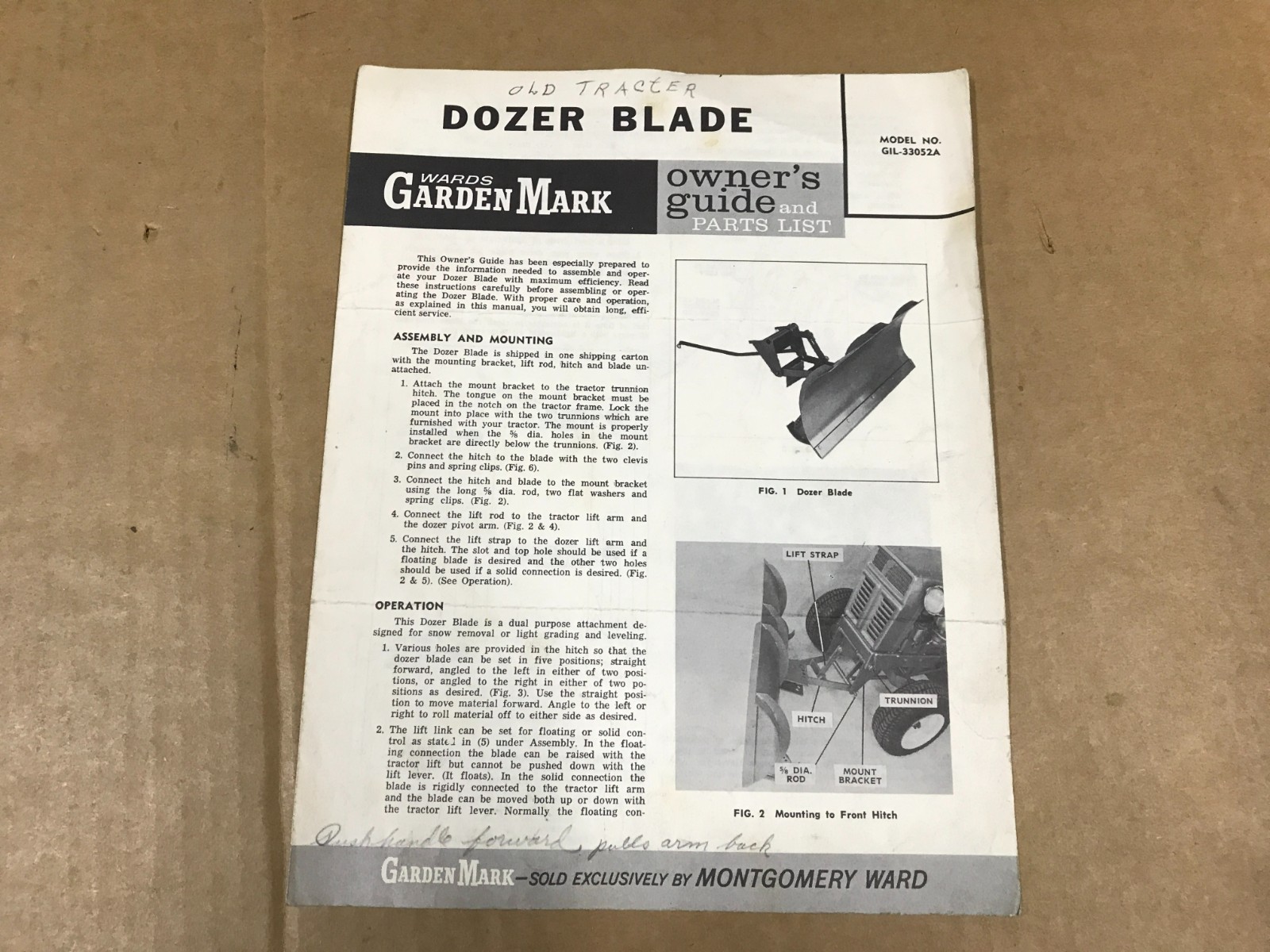 Vintage Wards Garden Mark Dozer Blade Owner&rsquo;s Guide & Parts List