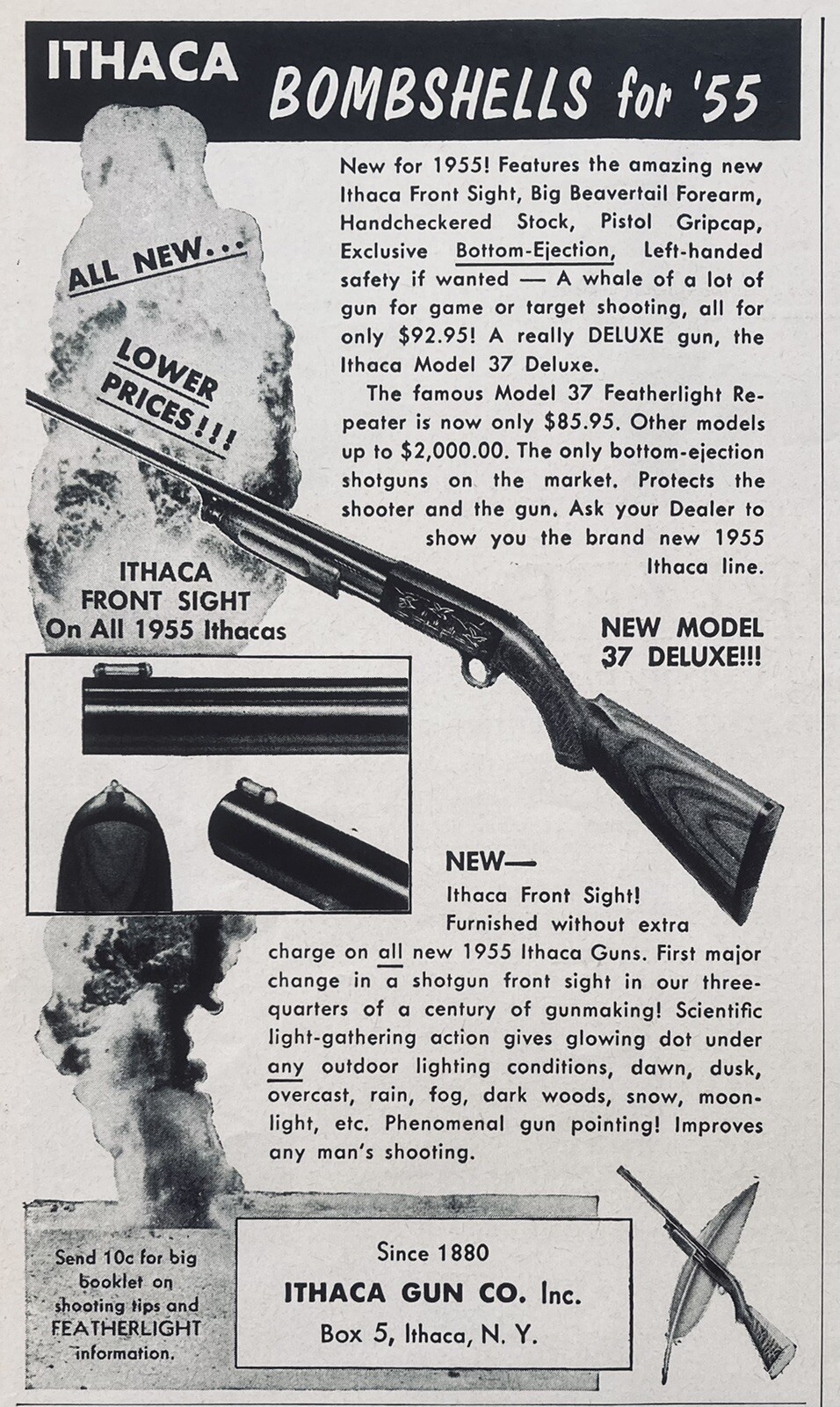 1955 AD.(XG12)~ITHACA GUN CO. ITHACA, NY. NEW MODEL 37 DELUXE FEATHERLIGHT GUN