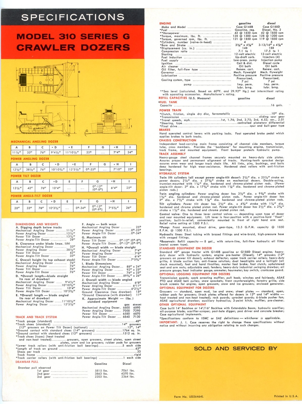 Case 310 Series G Crawler Dozer 1964 sales brochure