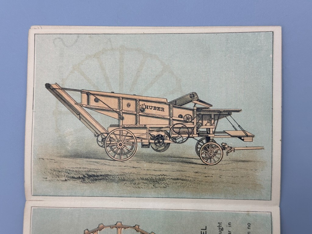 1880s HUBER Engine THRESHER Victorian FARM Advertising Fold Trade Card MARION OH
