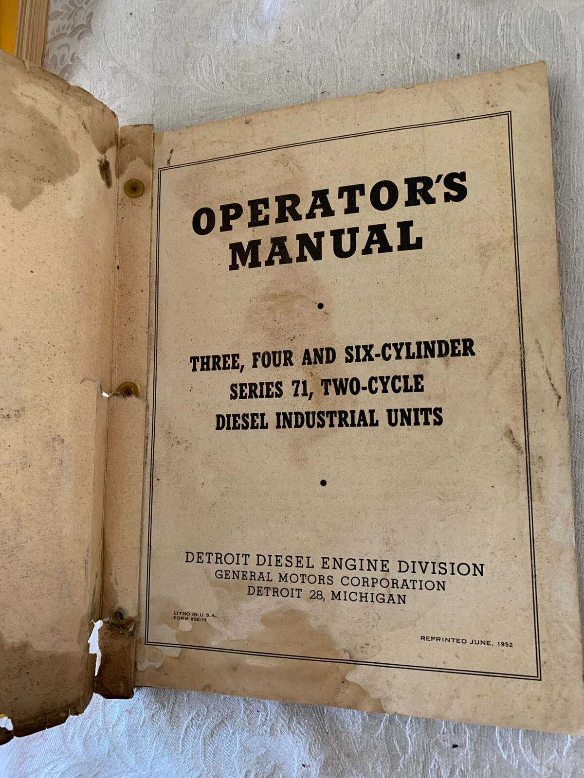 Vintage 1952 General Motors GM Series 71 + Diesel Engines Manual