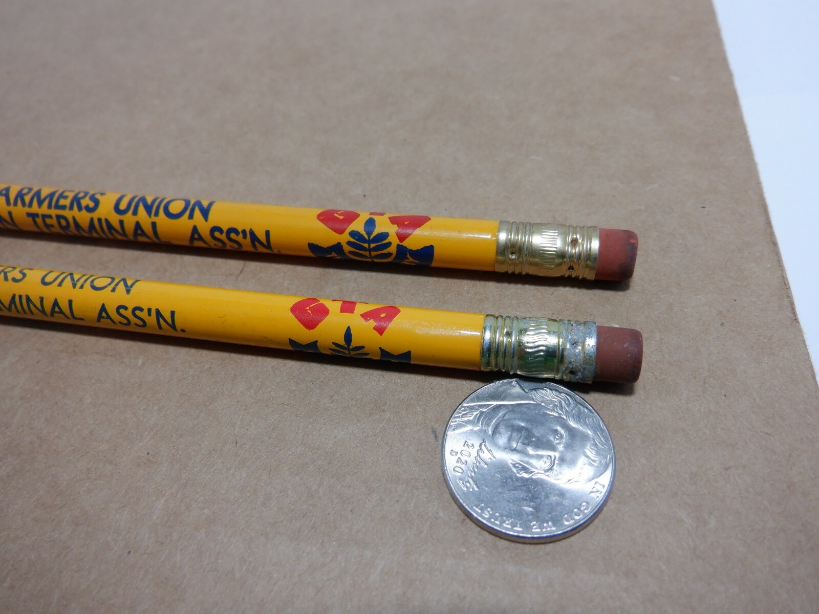 VINTAGE FARMERS UNION GRAIN TERMINAL ASS&rsquo;N GTA PENCILS DIFFERENT UNSHARPENED NOS