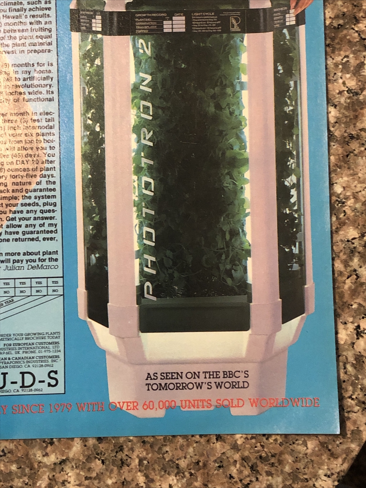 1988 Phototron Pyraponic Indoor Plant Grow PRINT AD Weed Marijuana VTG 1980s