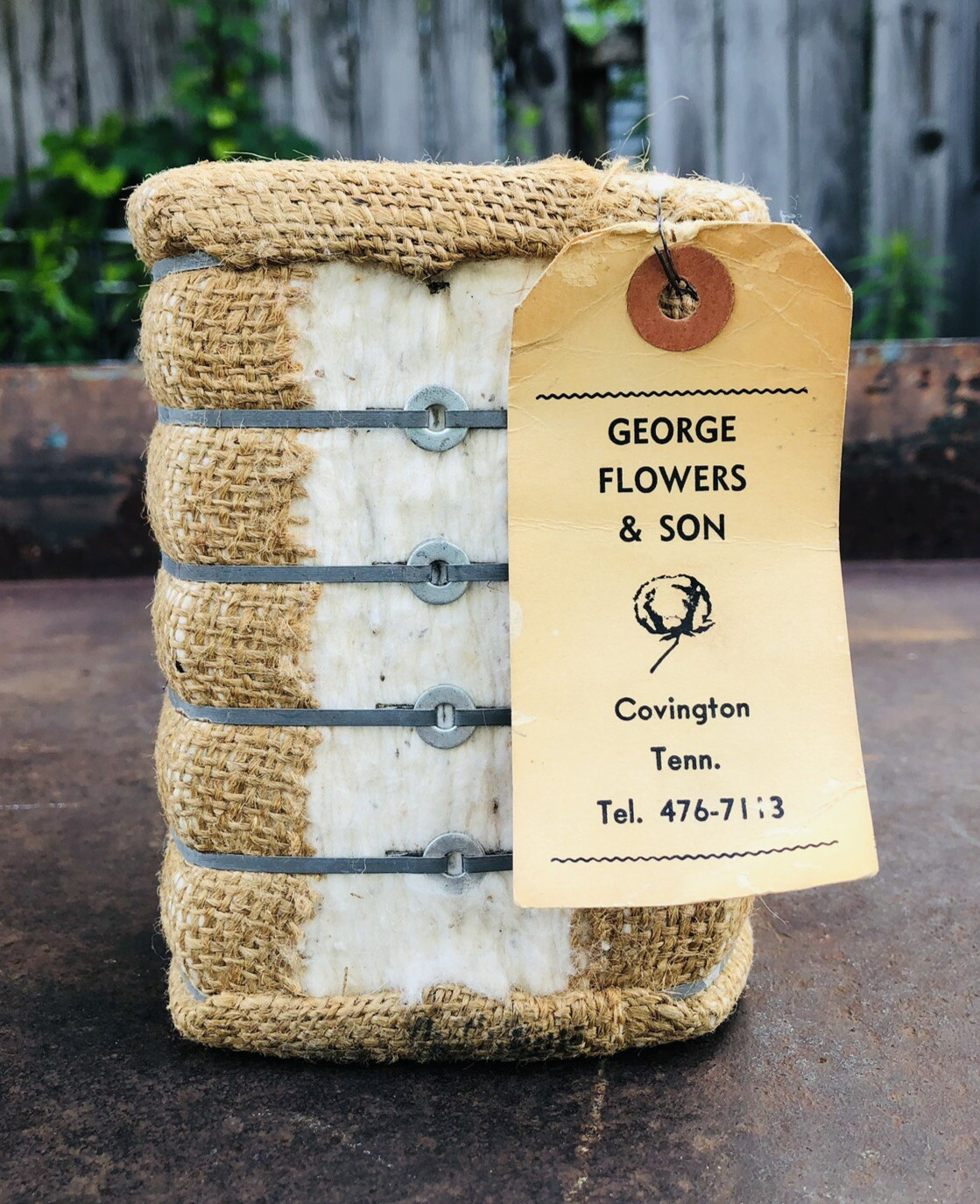 Vintage GEORGE FLOWERS & SON *COTTON BALE* COVINGTON, TENN. Salesmen Sample