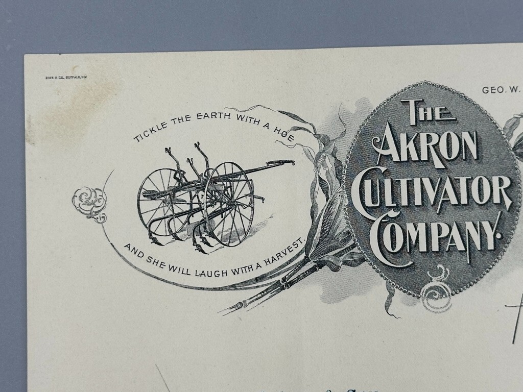 1899 AKRON CULTIVATOR Kraus Sulky OHIO Farm Advertising Antique Letter