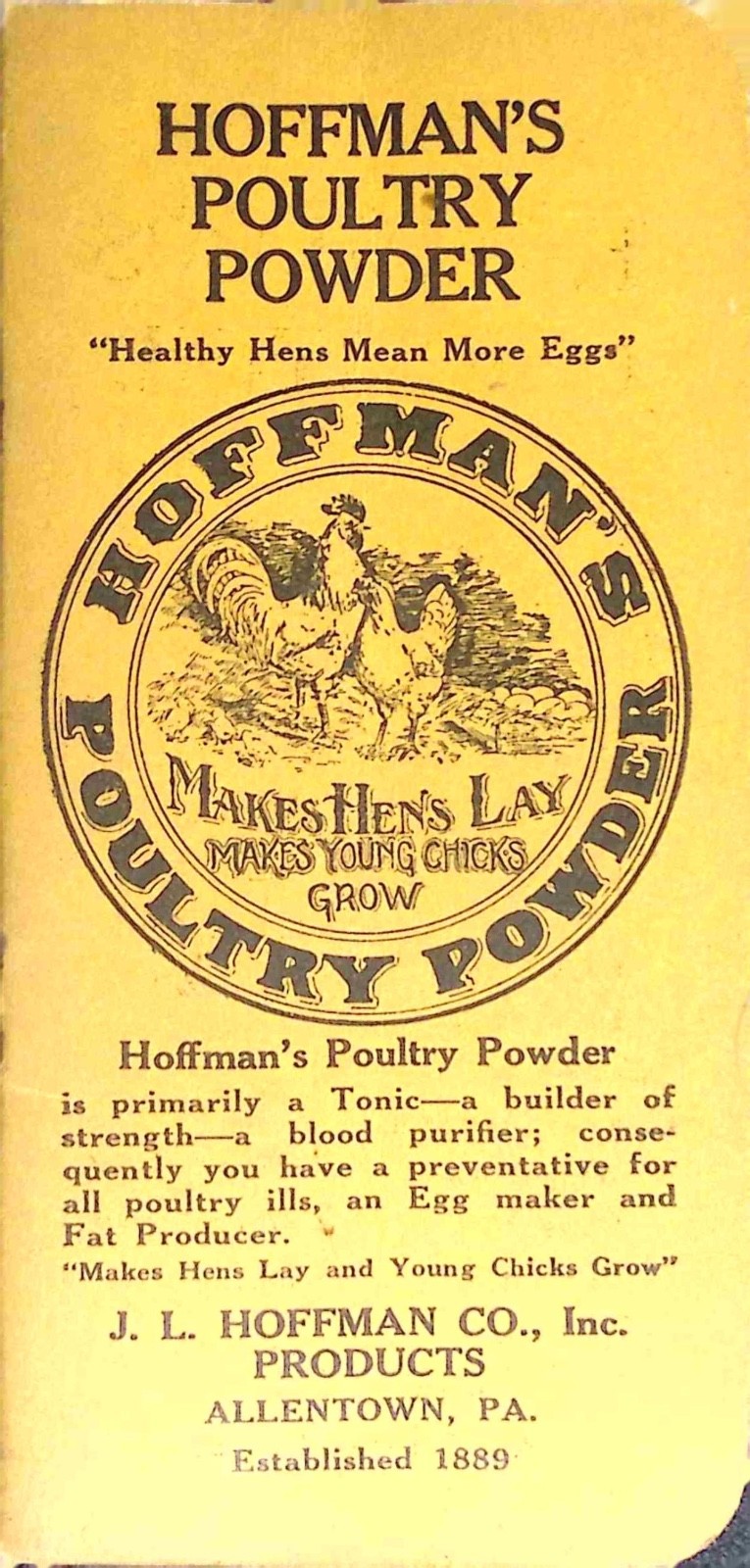 Vintage Hoffman Poultry Powder Advertising Notebook Allentown PA Farm Ad