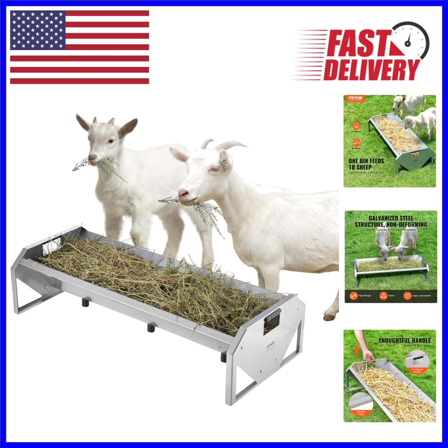 Efficient 22 Gallon Hay Feeder for Goats and Sheep – Heavy-Duty Construction