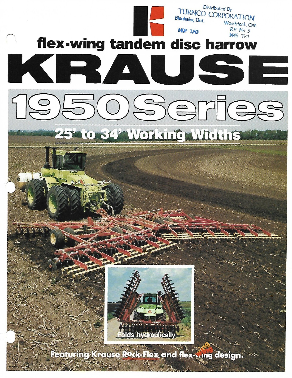 Farm Implement Brochure – Krause – 1950 series – Tandem Disc Harrow (F8763)