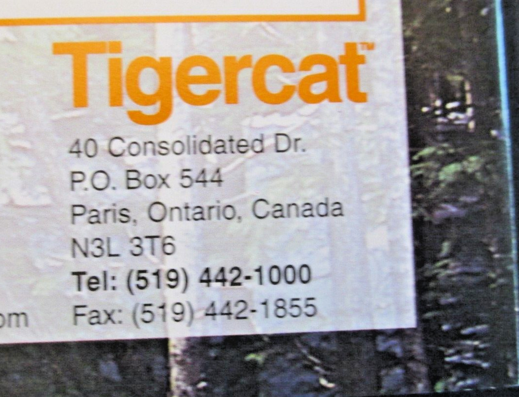 TIGERCAT 720B Feller Buncher Dealer Paris Ontario Canada Ad Brochure