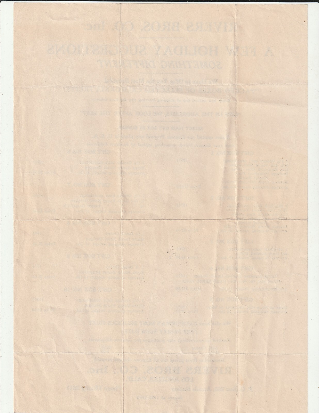 Rivers Bros Co Inc Holiday Gift Suggestions Price List 1925 1926 Season Fruit