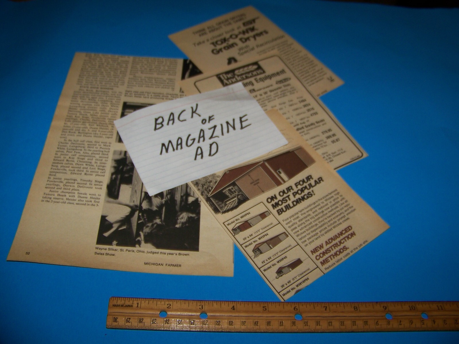 Mixed Lot Agricultural Print Ads from Magazine Vintage 1977 Heath / Butler