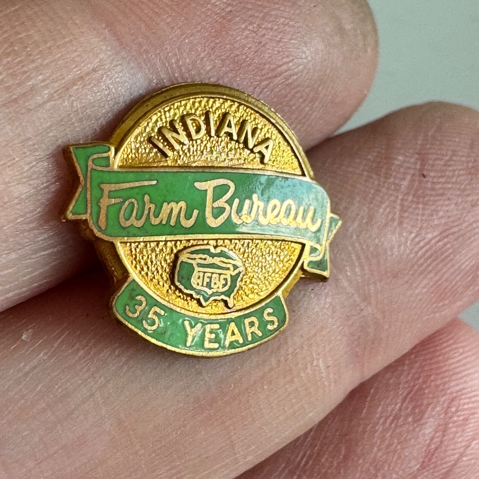 Indiana Farm Bureau 35 Years Pin – Gold & Green Agriculture Award