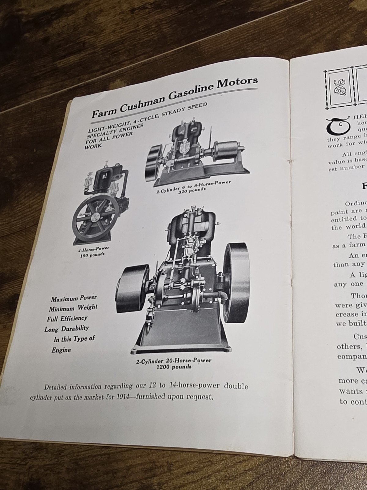 Original 1915 Cushman Motor Works Catalog Brochure Hit Miss Engine Lincoln