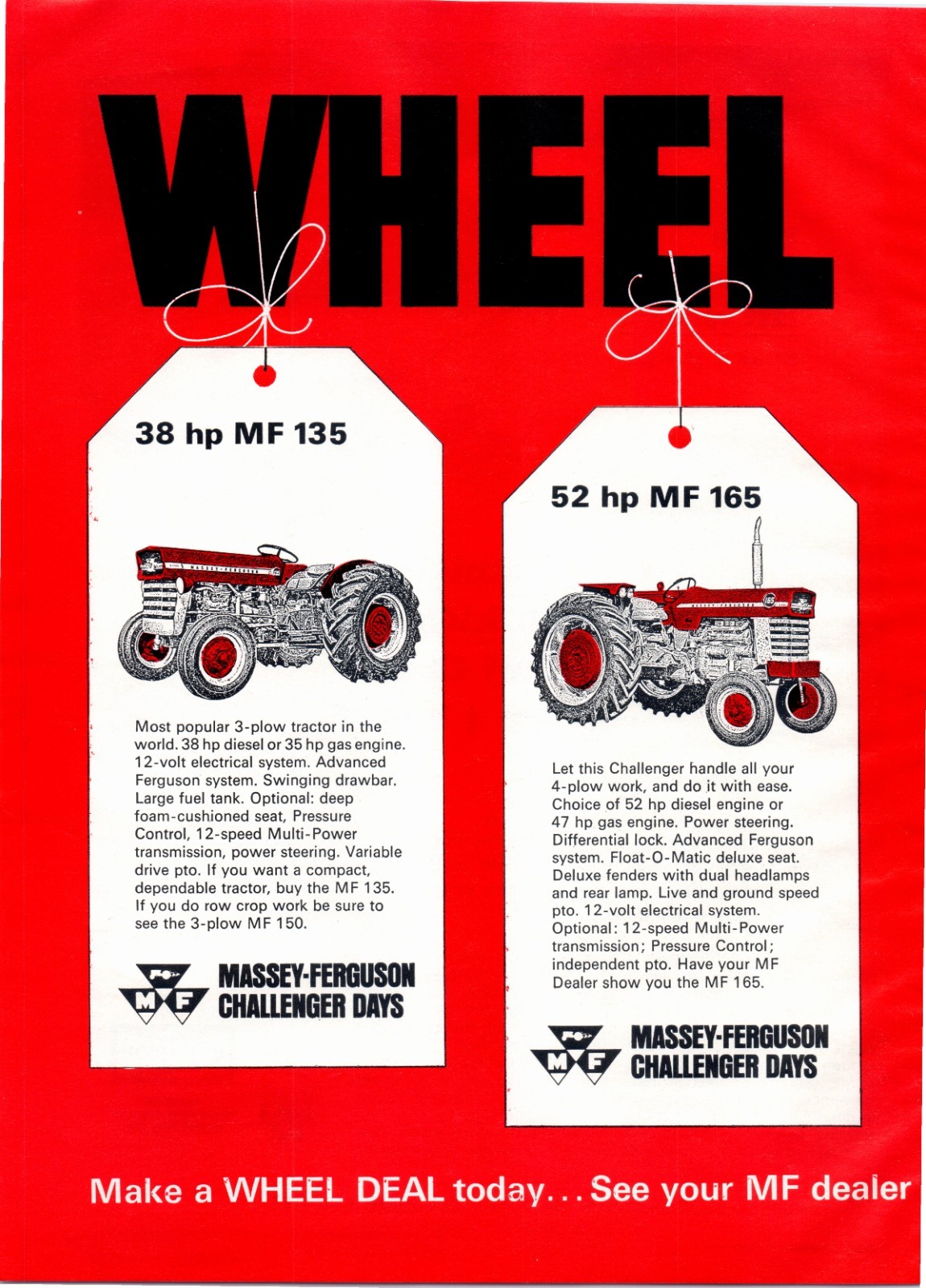 1968 Massey-Ferguson MF 135 165 180 1100 Tractors 60&rsquo;s Vintage 2-Page Print Ad