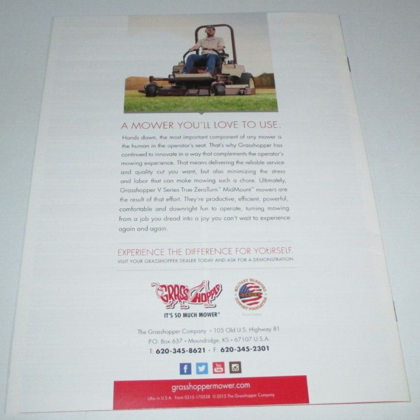 *Grasshopper V Series Zero Turn Mower Sales Brochure 8F thru 226V-61 2015