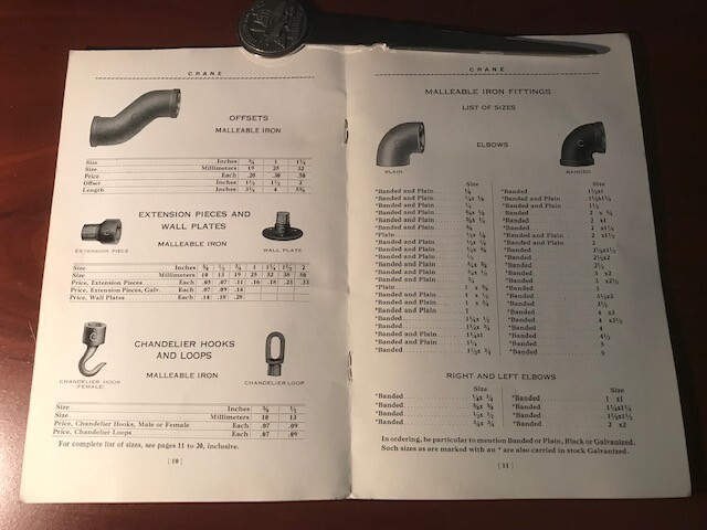 Vintage 1930 Crane Pipe Fittings Catalog and Pricing – 20 pages