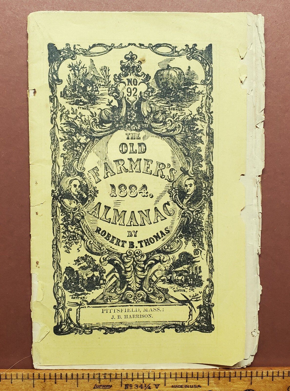 1884 Old Farmers Almanac Astronomical Calculations Farm Calendar Ads No 92