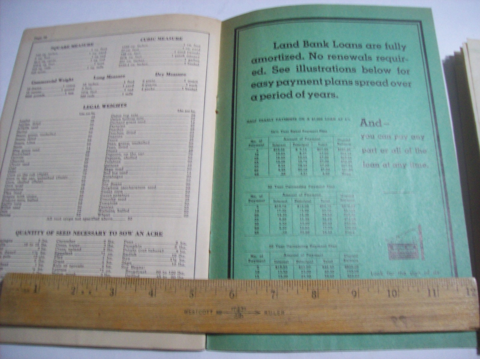 1948 FARM RECORD BOOK, NATIONAL FARM LOAN ASSOCIATION, BARABOO WIS. and MORTGAGE