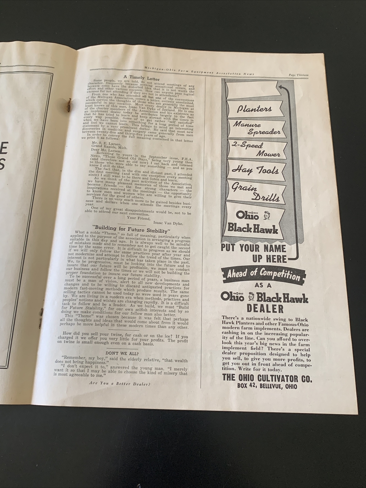 Rare – Michigan Farm Equipment Dealers 1938 Publication Newsletter – Great Ads
