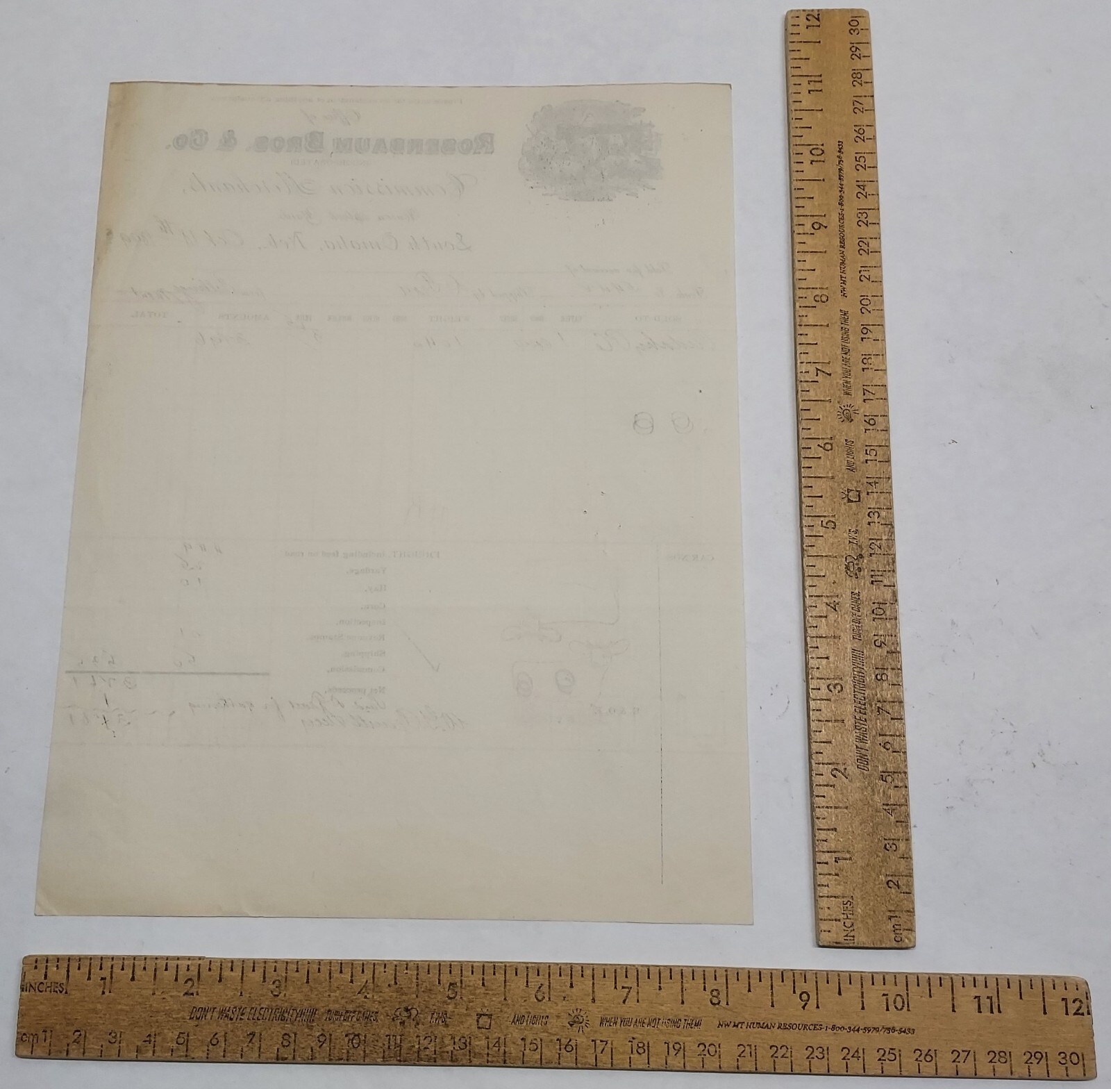 1899 ROSENBAUM BROS & CO Commission Merchants – RECEIPT – listing #7446