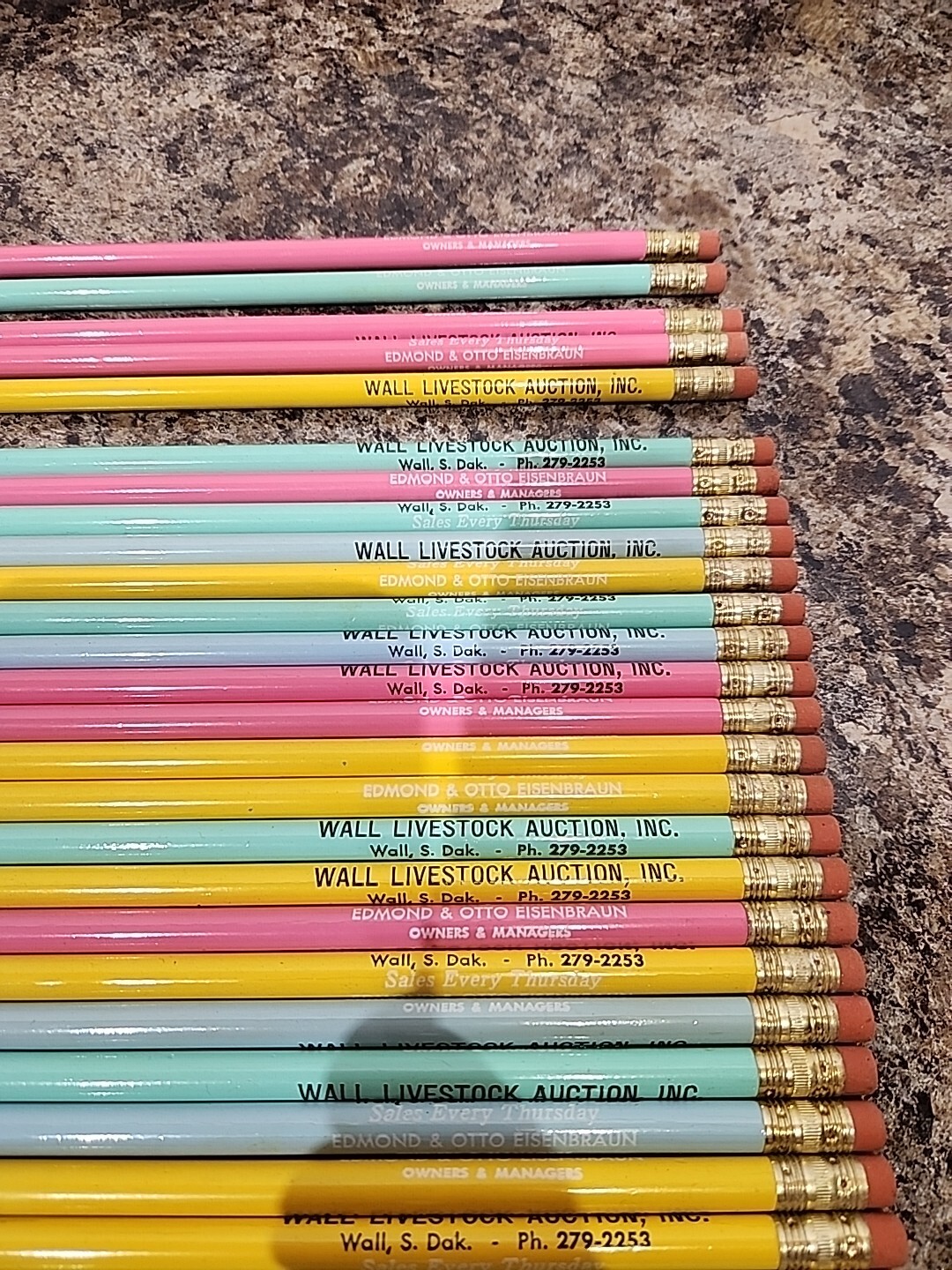 Vtg Lot Wall Livestock Auction Inc Pencils Edmond & Otto Eisenbraun South Dakota