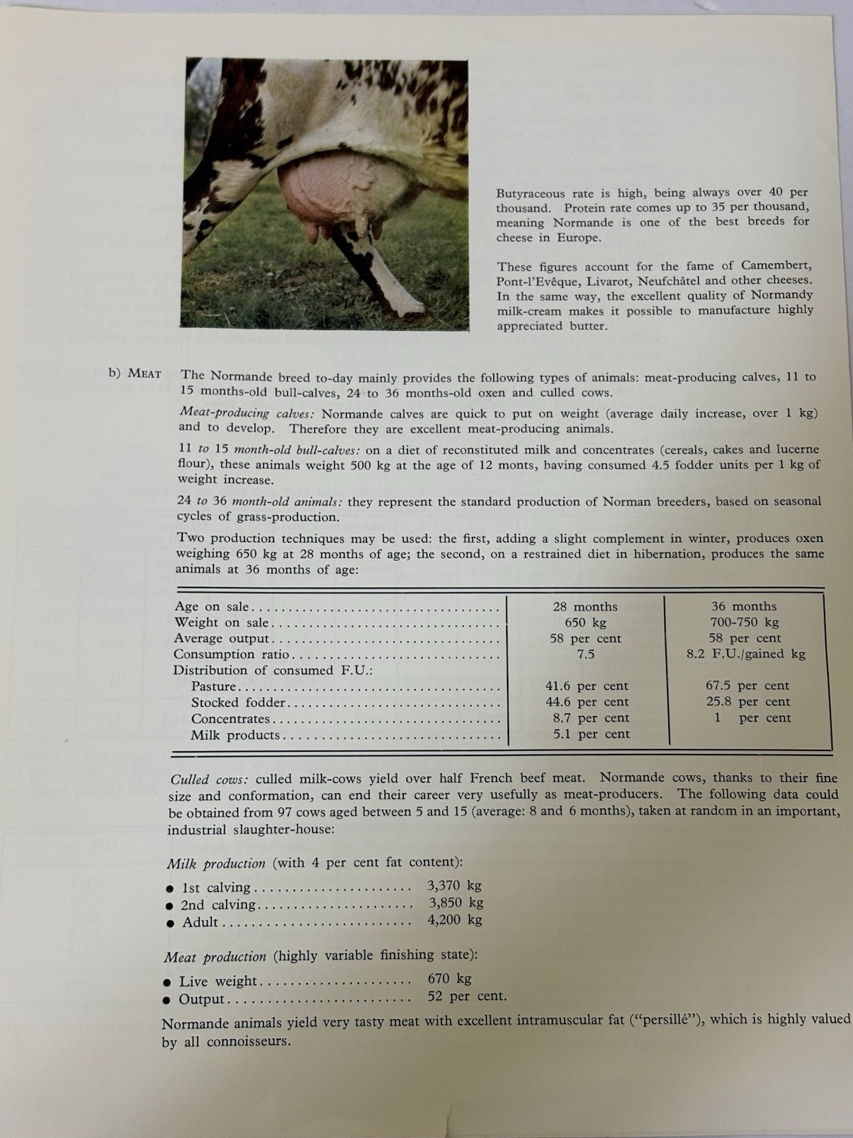 Vintage 1970 Cattle Cows Booklet Brochure – THE NORMANDE BREED – France