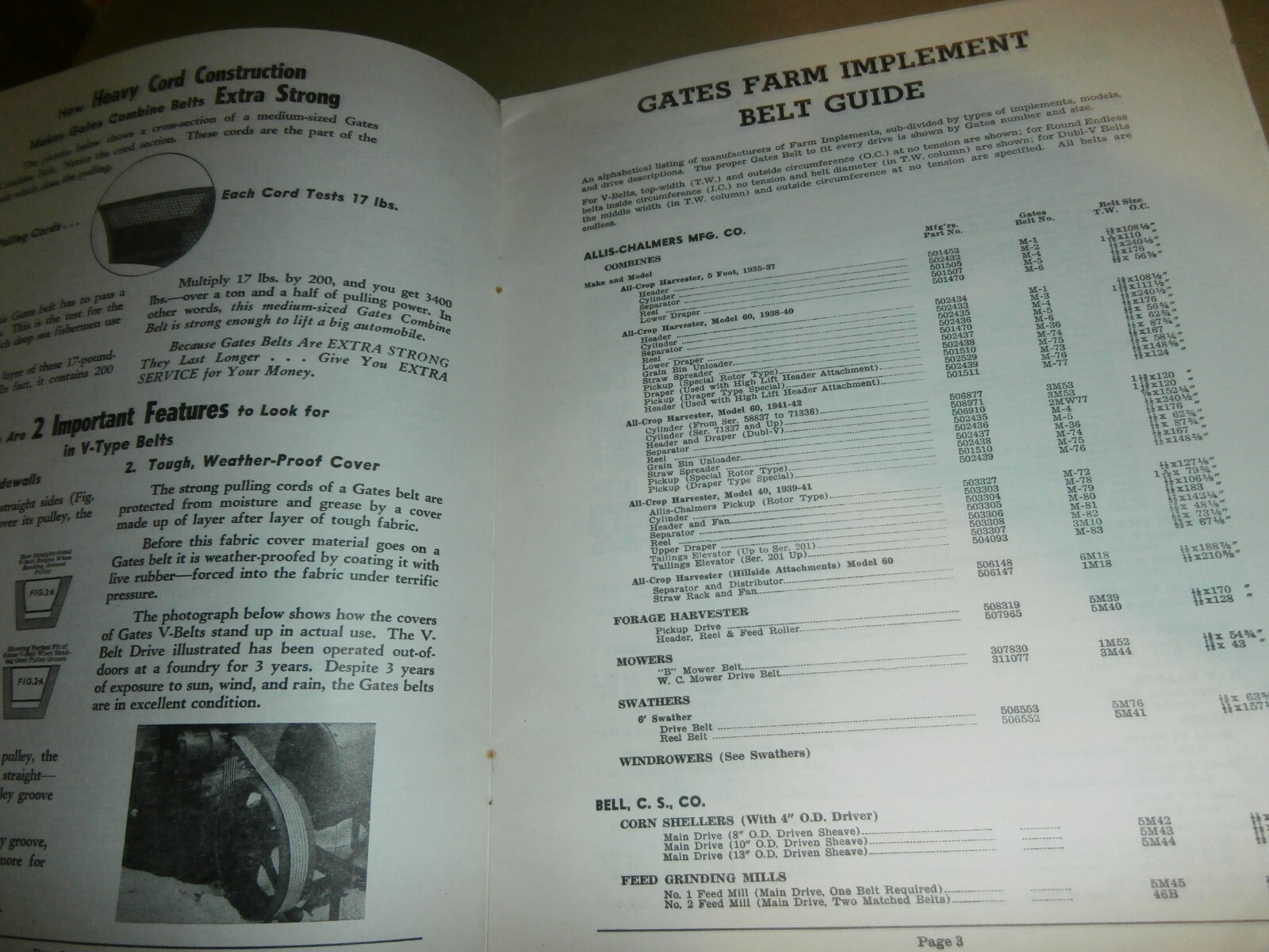 Vintage 1943 Gates Farm Implement Belt Guide Book from Herschel