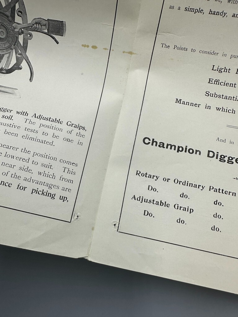Antique CHAMPION POTATO DIGGER Wallace & Sons GLASGOW Advertising FARM Brochure