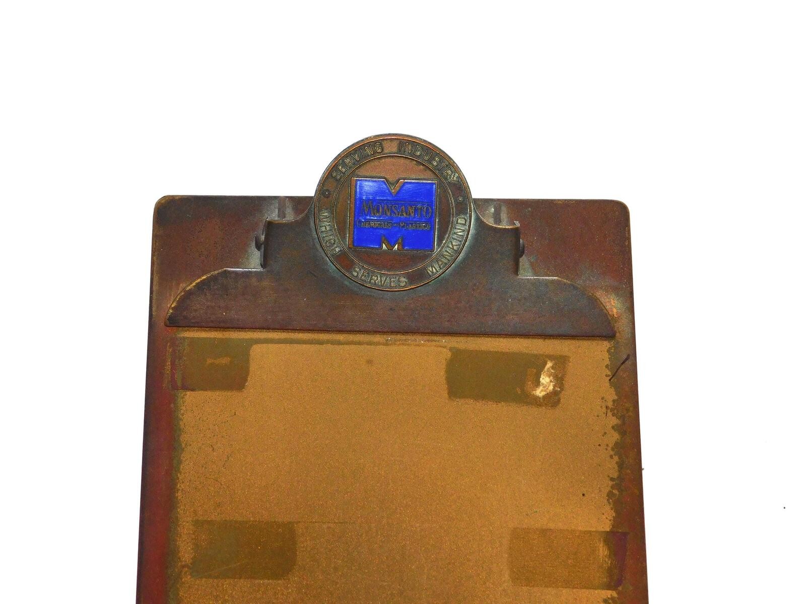 Vtg Monsanto Miniature Metal Clipboard Paper Holder Serving Industry