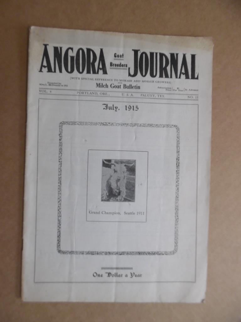 1915 Angora Goat Breeders Journal Mohair Milk Goats More Vintage Original RARE
