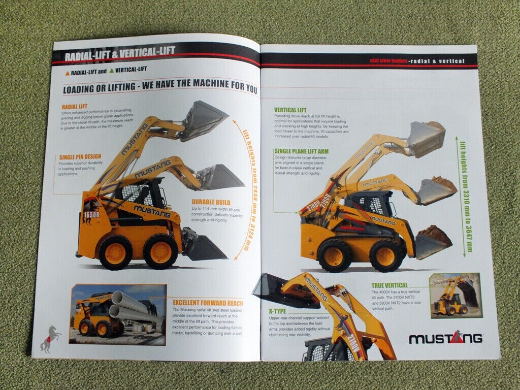 MUSTANG Skid Steer Loaders 1350R – 4000V Models Brochure Prospekt 2015